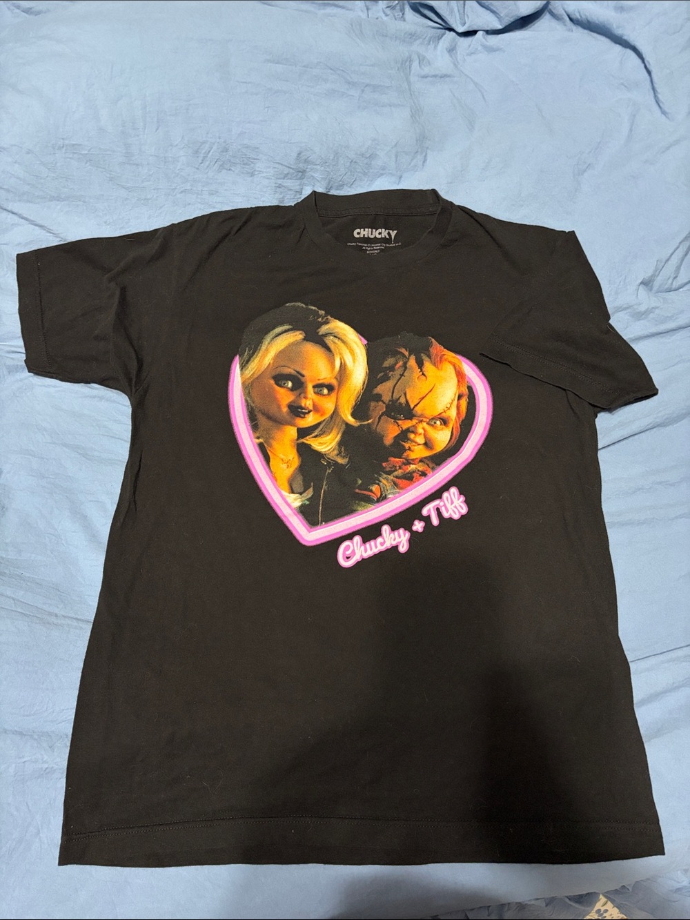 Spirit Halloween Chucky & Tiff Heart Graphic Tee